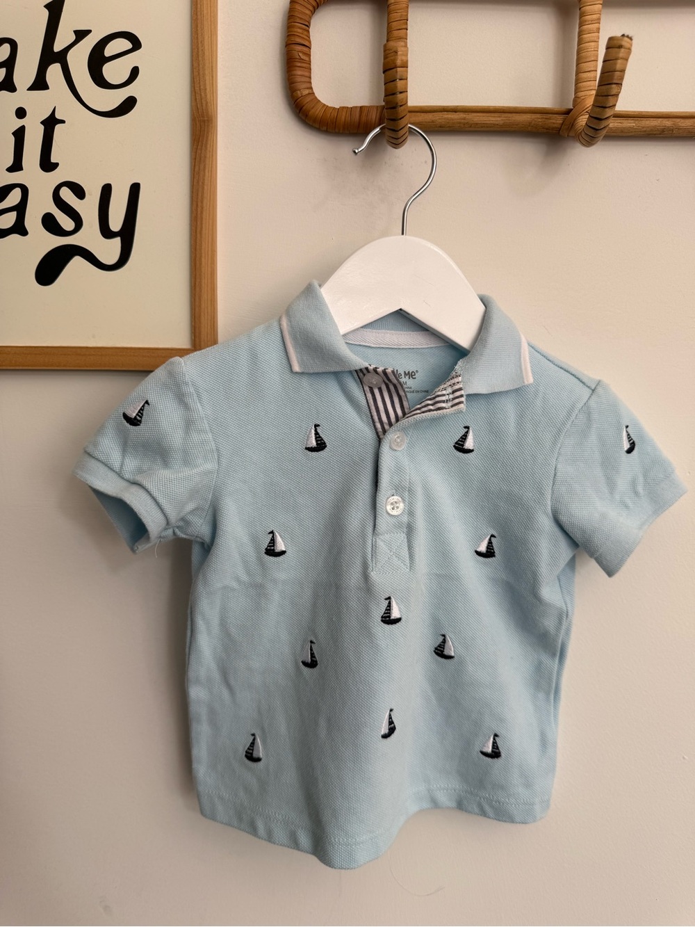 Little Me - 18m boys - embroidered sailboat polo